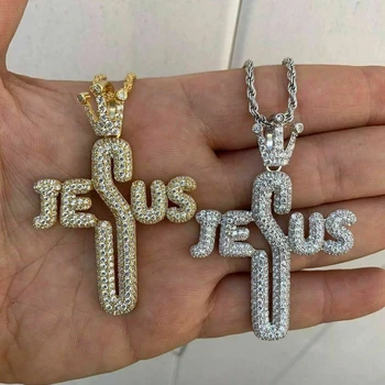 Классическое 18-каратное позолоченное ожерелье с буквой Jesus Cz, 24 