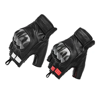 Кожаные мотоциклетные перчатки для лета, мужские перчатки для мотокросса из углеродного волокна без пальцев Guantes Moto Luva Guanti Enduro
