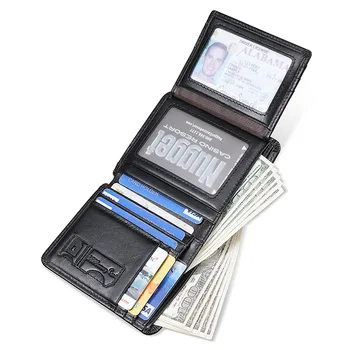 Кожаный мужской кошелек нового стиля, короткий кошелек, винтажный масляно-восковой кожаный бумажник с несколькими картами, RFID-противоугонный кошелек из воловьей кожи