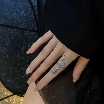 Кольцо в виде змеи В женском стиле, Студенческий Дизайн Меньшинства, Крутое Кольцо в стиле панк, Открывающее Указательный палец, Модные украшения