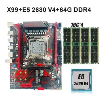 Комплект материнской платы X99 Xeon Combo LGA 2011 V3 64G DDR4 ECC REG RAM с процессором E5 2680V4 Комплект Placa Mãe Gamer X99 Lga 2011 V3