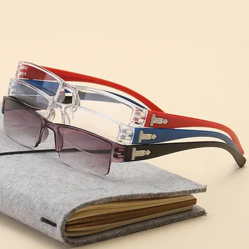 Корейские модные очки для чтения, мужские и женские, прозрачные линзы, полукадровые пресбиопические очки 1.0 1.5 2.0 2.5 3.0 3.5 4.0 для чтения