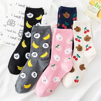 Корейские Новые носки в стиле колледжа с героями мультфильмов для девочек, Женские Креативные Носки в стиле панды, хлопчатобумажные носки