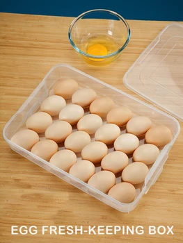Коробка для яиц с 24 ячейками, Лоток для яиц с крышкой, Выдвижной ящик, держатель для хранения свежих продуктов, Органайзер для холодильника, Кухонный контейнер для еды