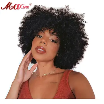 Короткие вьющиеся парики из человеческих волос для чернокожих женщин, 10-дюймовый афро-кудрявый парик, натуральные черные волосы, короткий афро-парик Pixie Curl