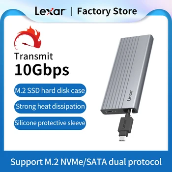 Корпус твердотельного накопителя Lexar E10 с двойным протоколом M2 NVMe /SATA Корпус твердотельного накопителя 10 Гбит/с Коробка M.2 NVME SSD к USB3.2 Корпус кабеля USB-C-USB-A.