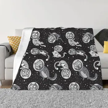Космическое одеяло с животными, фланелевое украшение, Мем Galaxy Cats, портативное домашнее покрывало на кровать