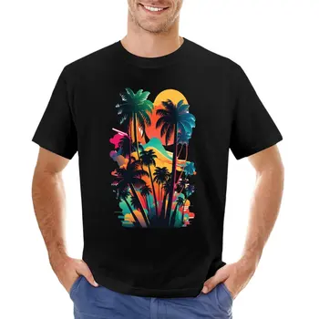 Красивая футболка с изображением пальм, футболки для тяжеловесов, спортивные рубашки, мужские футболки с графическим рисунком
