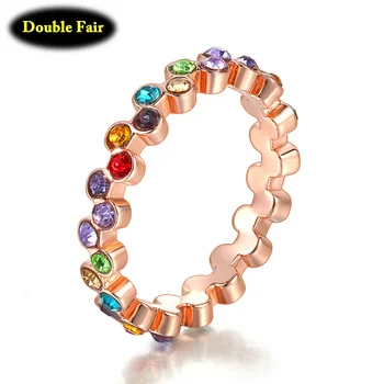Красочное кольцо с кристаллами для женщин из розового золота, круглые женские кольца, модные украшения для девочек, подарочная Дропшиппинг DZR002