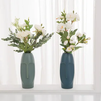 Креативная пластиковая ваза с имитацией глазури, цветочная композиция для гостиной, современное простое и абстрактное украшение из сухих цветов