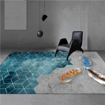 Креативные ковры с 3D-печатью в клетку из перьев, домашний коврик для прихожей, Противоскользящий коврик для украшения ванной комнаты, впитывающий воду Кухонный коврик / коврики