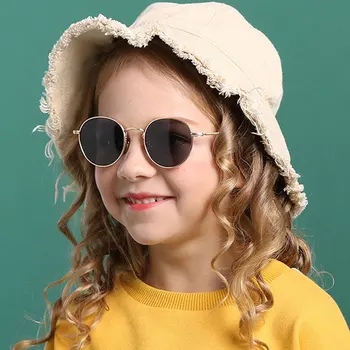 Круглые солнцезащитные очки для девочек с поляризацией от 3 до 10 лет, металлические зеркальные очки для мальчиков, Очки для путешествий на открытом воздухе с аксессуарами для очков