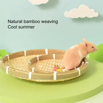Летнее гнездо для хомячка Натуральные материалы Бамбуковое плетение, Устойчивые к укусам Прочные подстилки для мелких животных, Принадлежности для террариума