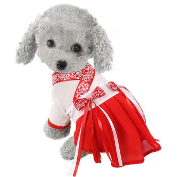 Летнее кружевное платье с цветочным узором для милой собачки, юбка с цветочным рисунком, Цельная одежда, Свадебный костюм для маленьких собачек, аксессуары для щенков и кошек