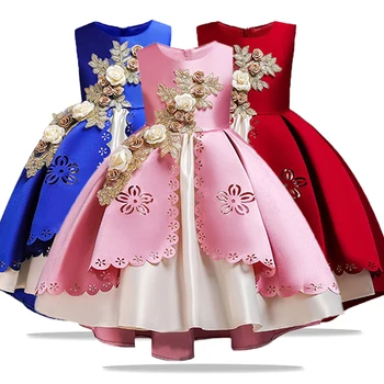 Летнее платье для девочек, платье принцессы на День рождения, детские платья для девочек, свадебное платье с цветочным узором для девочек, детская одежда vestidos