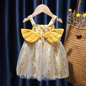 летние платья для маленьких девочек 2023 года, новое шифоновое платье без рукавов с разбитыми цветами для девочек, платье принцессы, детская одежда