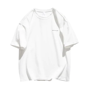Летняя футболка из плотного хлопка плотностью 300 г с короткими рукавами, мужская свободная базовая универсальная майка, футболка