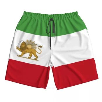 Лето 2023 г. Полиэстер Иранский Лев С флагом Страны Солнца Мужские пляжные шорты с 3D принтом Летние брюки для бега с карманами