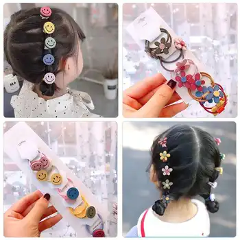 Милая детская повязка на голову со смайликом, Корейская версия детского цветочного ободка Sweet Elastic Hair Rope, детский головной убор, повязка на голову