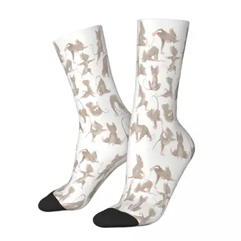 Милые мышки, занимающиеся йогой, носки с животными, мужские и женские Летние чулки в стиле Харадзюку