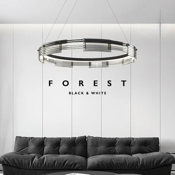Минималистичная Современная Минималистичная люстра для гостиной, Высококлассный дизайн, Креативные светильники для столовой и спальни из светотеневого стекла