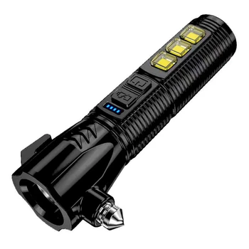 Многофункциональный фонарик с сильным светом, USB-перезаряжаемая лампа пожарной сигнализации