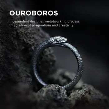 Модное кольцо Уроборос 1шт для Мужчин - Винтажный дизайн, Регулируемый, в стиле хип-Хоп, Кольцо на Указательный палец