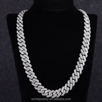 Модное ожерелье-цепочка из стерлингового серебра с муассанитом и кубинским бриллиантом