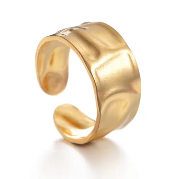 Модное открывающее кольцо золотого цвета для женщин и мужчин, Широкое кольцо Lagre, хип-хоп, панк, кольца для пальцев, простые украшения в стиле бохо