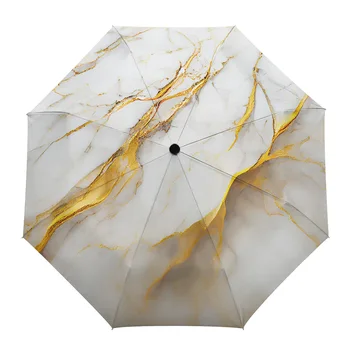 Мраморный Текстурный Белый Автоматический Зонт для путешествий, складной Зонт, Переносные Ветрозащитные зонтики-зонтики