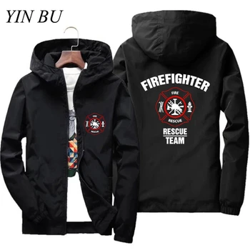 Мужская Пожарно-спасательная команда пожарных, спортивная одежда с капюшоном, куртка-бомбер на молнии, ветровка на молнии, пальто, куртка 7XL