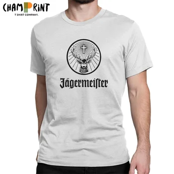 Мужская футболка с изображением оленя Jagermeister, хлопковые топы, винтажные футболки с круглым вырезом и коротким рукавом, футболка большого размера