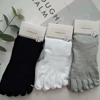 Мужские носки с пятью пальцами, хлопчатобумажные, однотонные, белые, черные, серые, сетчатые, короткие, с низкой трубкой, носки для пальцев, мужские кальцетины, носки для лодыжек, подарок для мужчин