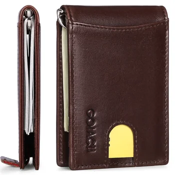 Мужской короткий кошелек RFID повседневный мужской кошелек с зажимом для денег из воловьей кожи с зажимом для мужчин