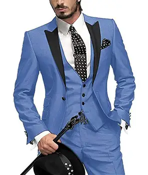 Мужской костюм из 3 предметов, приталенный Деловой костюм для отдыха, Свадебный комплект для банкета, пиджак, жилет с брюками