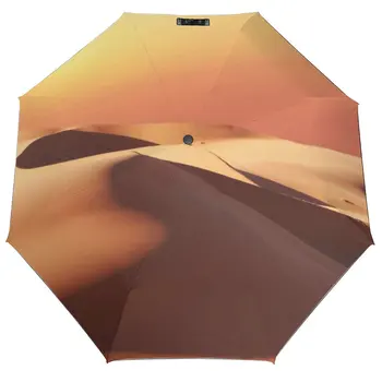 Мультяшный 3-х кратный автоматический зонт в стиле ретро Cactus Sunset, легкий зонт с ветрозащитной защитой от ультрафиолета, Зонты для мужчин и женщин