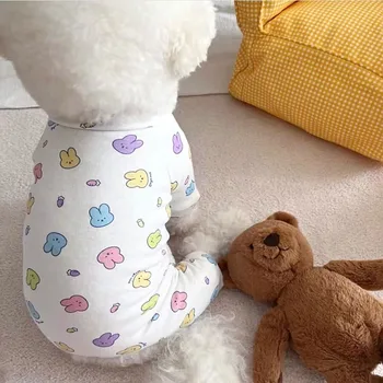 Мультяшный комбинезон, Летняя дышащая одежда для домашних собак, пижамы для маленьких собак, домашняя одежда для щенков йоркширской чихуахуа Ropa Perro