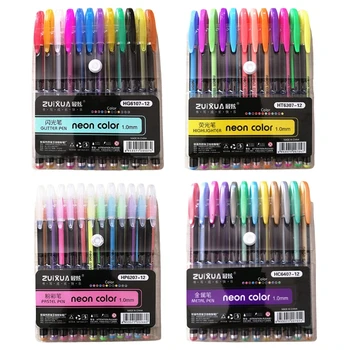 Набор гелевых ручек 12 цветов, блестящий хайлайтер, пастельные ручки для раскрашивания в школьном офисе