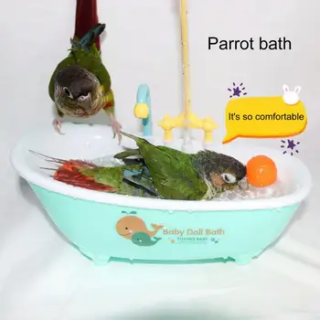 Набор для ванны Parrot Принадлежности для птиц Автоматическая игрушка для ванны Parrot с краном Реалистичные моющиеся попугайчики Budgie Cockatiel Conure