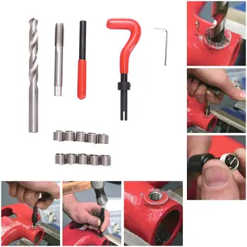 Набор инструментов для ремонта резьбы M5 / M6 / M8 Спиральное сверло С резьбовыми вставками для восстановления поврежденной резьбы Гаечный ключ Для ремонта резьбы