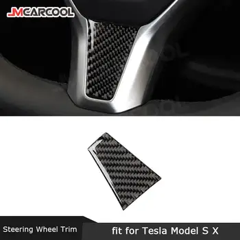 Накладка на рулевое колесо автомобиля, наклейка на поверхность для Tesla Model S X 2014-2019, внутренняя отделка из углеродного волокна