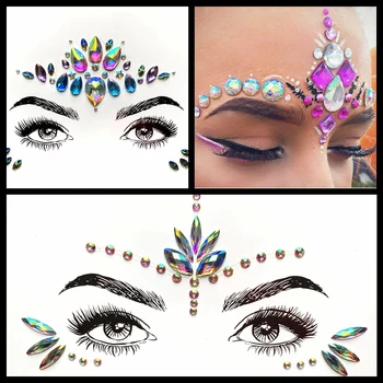 Наклейка-татуировка с драгоценными камнями для глаз в богемном стиле, инструмент для макияжа Crystal Face Jewels, женский модный боди-арт для вечеринки.