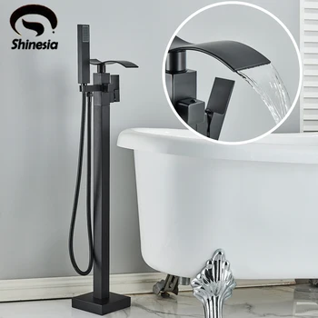 Напольный смеситель для ванны Shinesia, отдельно стоящий смеситель для ванны Clawfoot с ручным душем, однорычажный смеситель для ванны