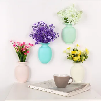 Настенная ваза, пластиковый Самоклеящийся Цветочный горшок, декор комнаты, украшение домашнего окна, холодильника.