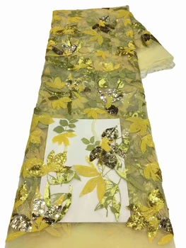 Нежный и ажурный многоцветный блесток + простая вышивка, вышитый лист, элегантное кружево, ткань для одежды cheongsam для подиума
