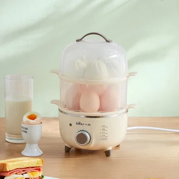 Новая бытовая яйцеварка Bear с автоматическим отключением питания, многофункциональная мини-двухслойная пароварка для яиц