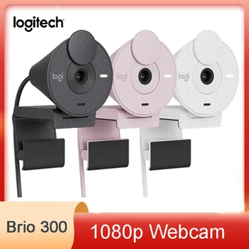Новая веб-камера Logitech Brio 300 HD 1080p с автоматической коррекцией освещенности, микрофоном с шумоподавлением, камерой живого класса.