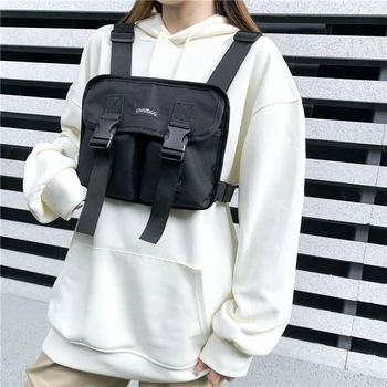 Новая женская нагрудная сумка, Тактические нагрудные сумки для унисекс, Модный жилет в стиле хип-хоп, функциональная сумка для уличной одежды, Черная поясная сумка