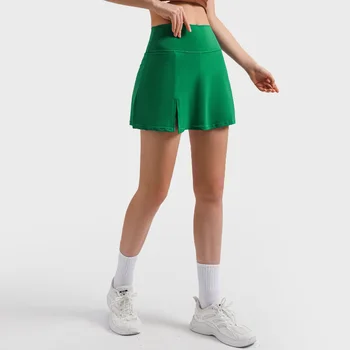 Новая спортивная теннисная юбка с подтяжкой живота, с высокой талией, для фитнеса, повседневного бега, спортивная юбка, женская дышащая высокая эластичность