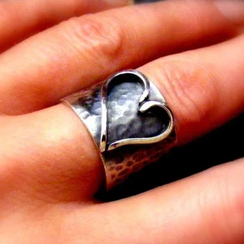 Новые кольца в виде сердечек для женщин, модные ретро-кольца для пары, ювелирные аксессуары для вечеринок